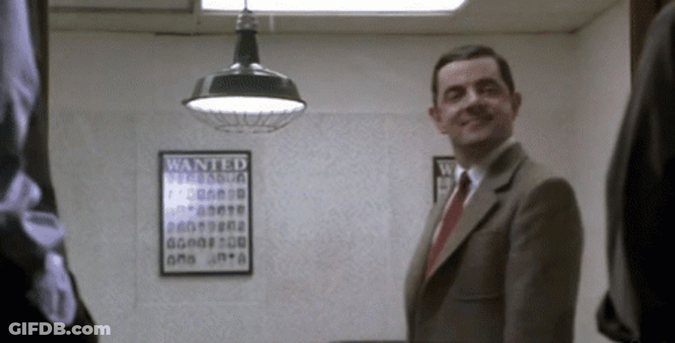 Mr Bean Waiting Inside Room One Way Mirror GIF