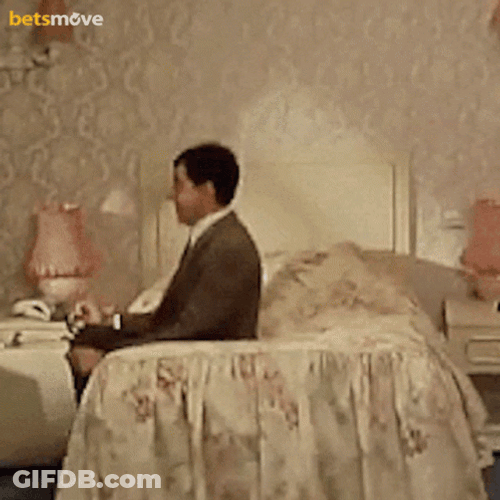 Mr Bean Waiting Jumping On The Bed GIF