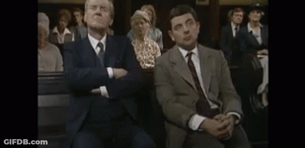 Mr Bean Waiting Sleepy On Church GIF