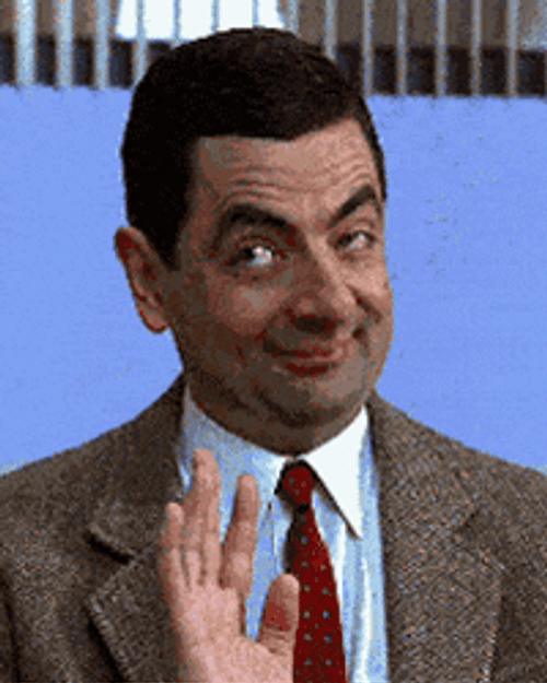 Mr. Bean Waving Fingers GIF