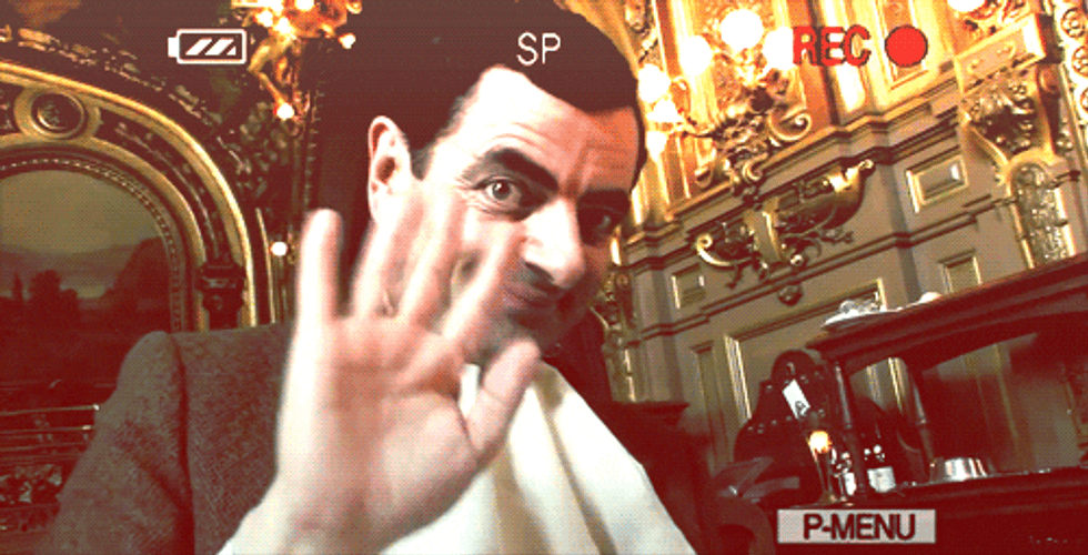 Mr. Bean Waving Iconic Hello Funny Meme GIF