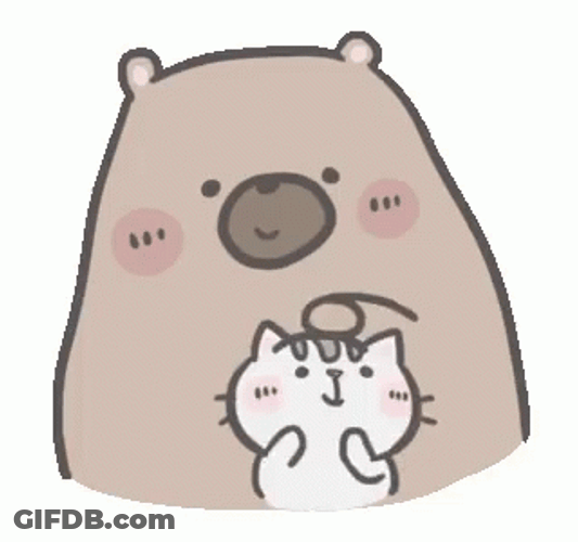 Mr Bear Petting His Cutie Cat GIF