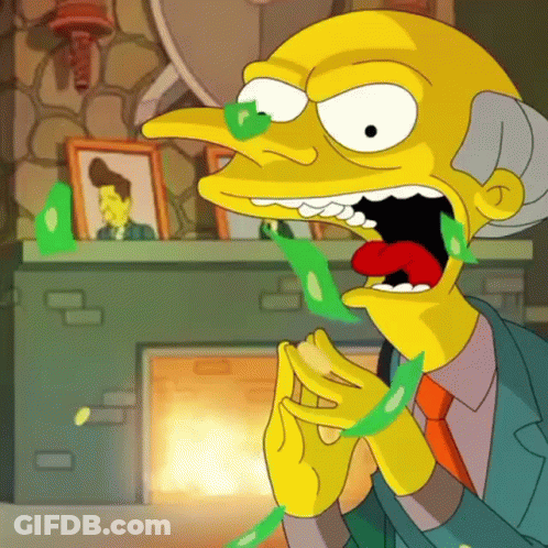 Mr. Burns From The Simpsons Is Holding A Bunch Of Money In His Hand GIF