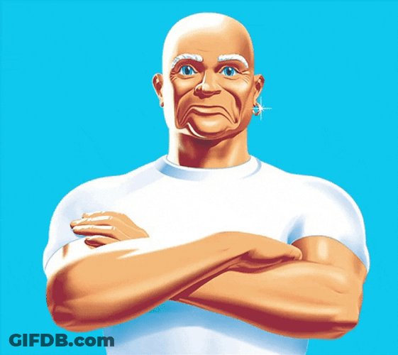 Mr Clean Serious Face Shrug Shoulders GIF