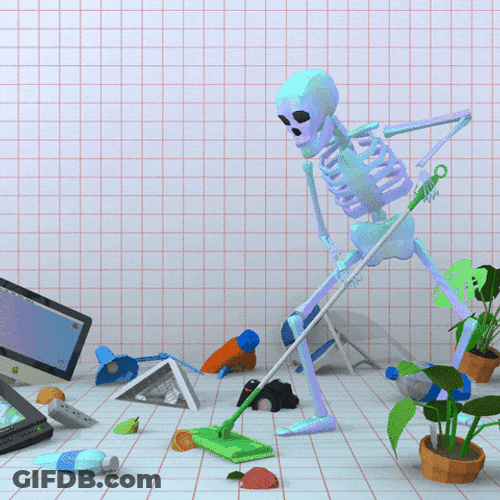 Mr Clean Skull Mopping Garbage GIF