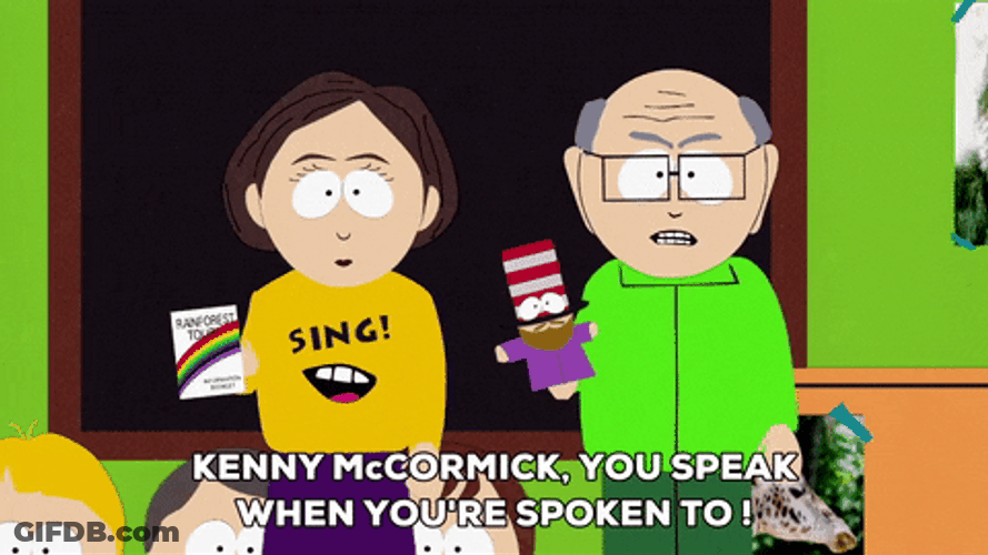 Mr Garrison Calling Out Kenny McCormick GIF