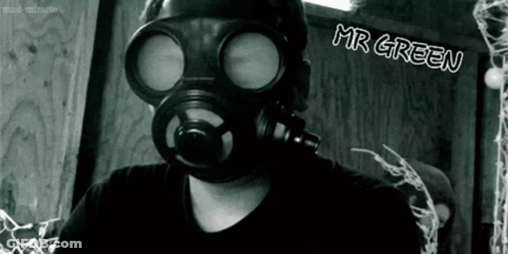 Mr Green Wearing Gas Mask GIF