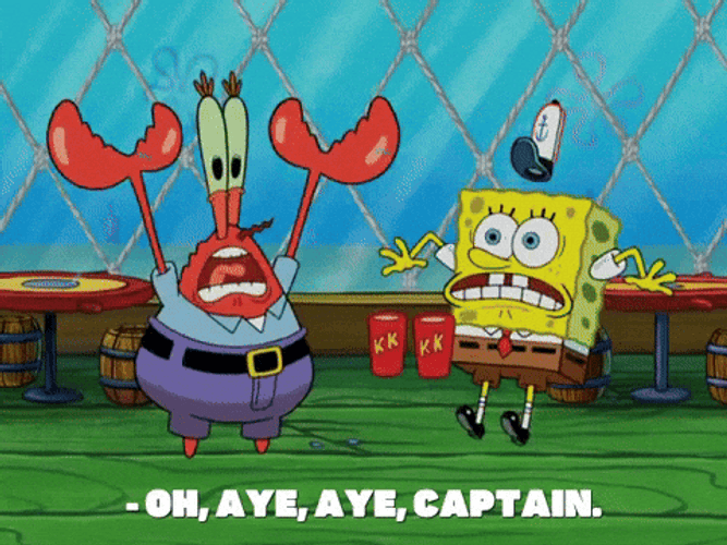 Mr Krabs And Spongebob Aye Aye GIF