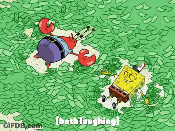 Mr Krabs And Spongebob Making Money Angel GIF