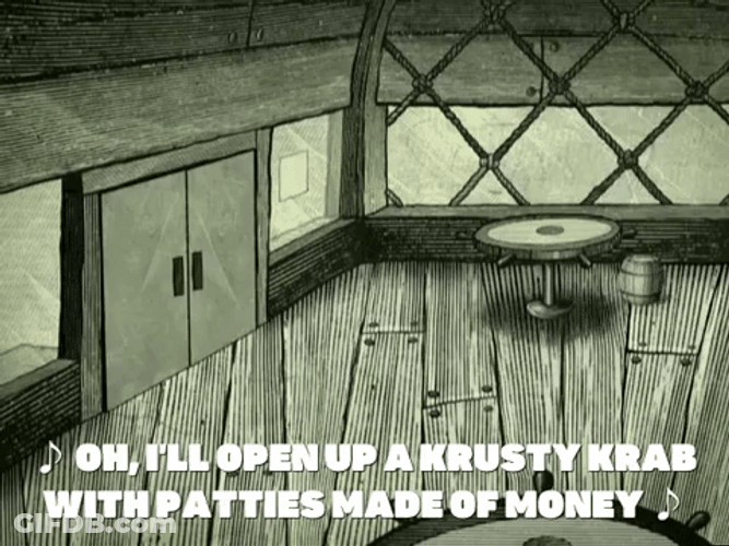 Mr Krabs At Krusty Krab Black And White GIF