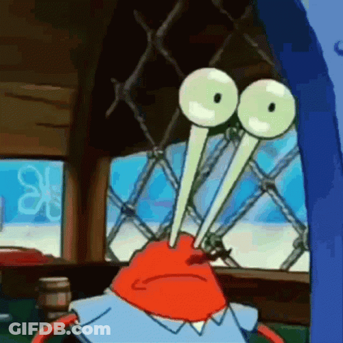 Mr Krabs Building Own Eyes GIF
