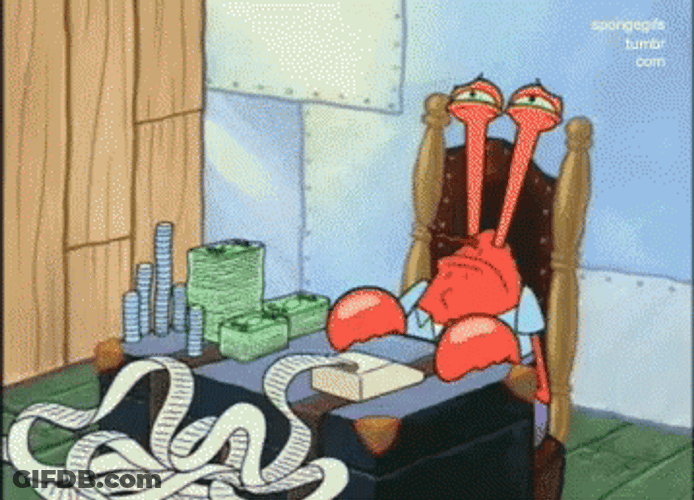Mr. Krabs Crying With Money GIF