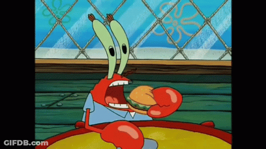 Mr Krabs Eating Krabby Patty GIF