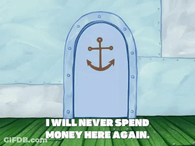 Mr Krabs I Will Never Spend Money GIF