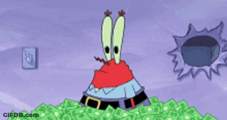 Mr Krabs Pulling Out Money From Pile GIF