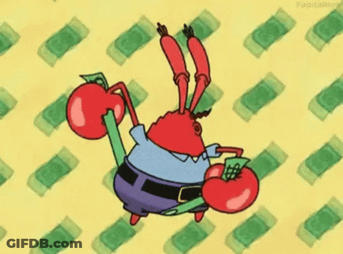 Mr Krabs Raining Money GIF
