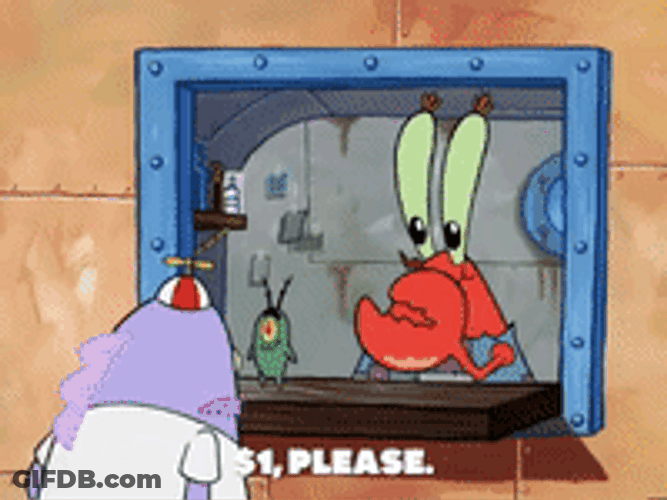 Mr Krabs Remembering First Earned Money GIF