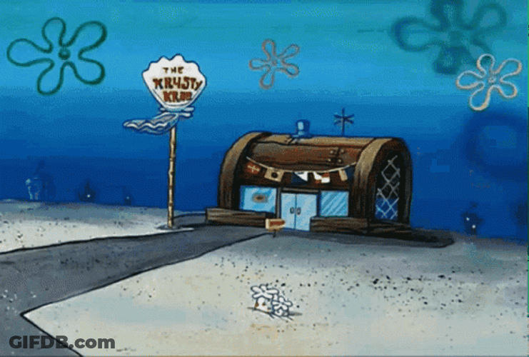 Mr Krabs Robot Exiting From Krusty Krab GIF