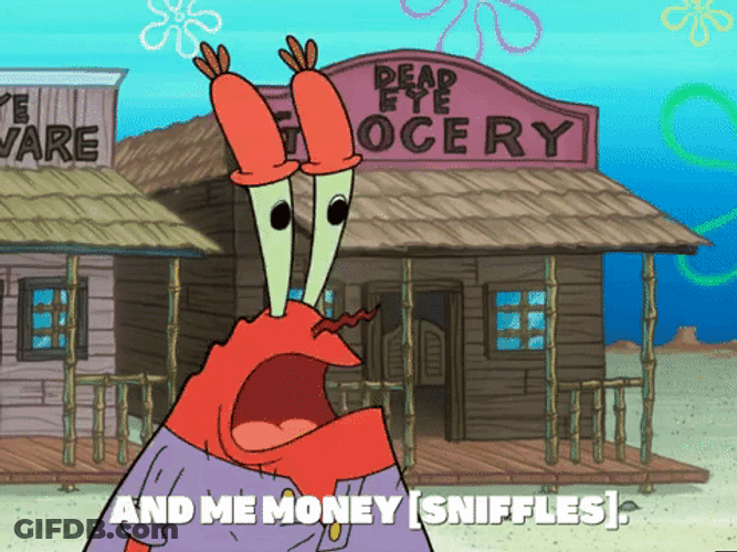 Mr Krabs Shedding Tears For Money GIF