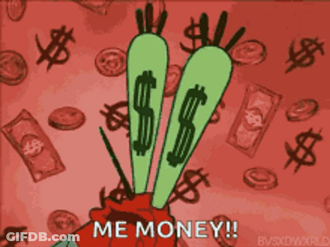 Mr Krabs Turning Eyes To Money GIF