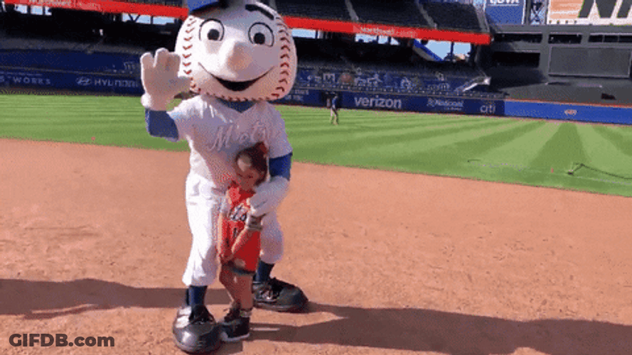 Mr Met Holding A Kid GIF