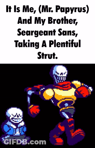 Mr. Papyrus And Sergeant Sans Taking A Strut GIF