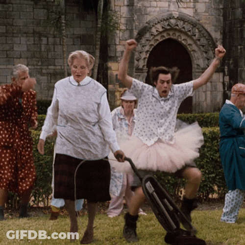 Mrs Doubtfire Jim Carrey Cross Over GIF