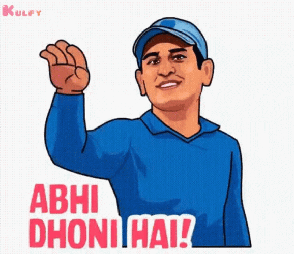 MS Dhoni Cartoon Wave GIF