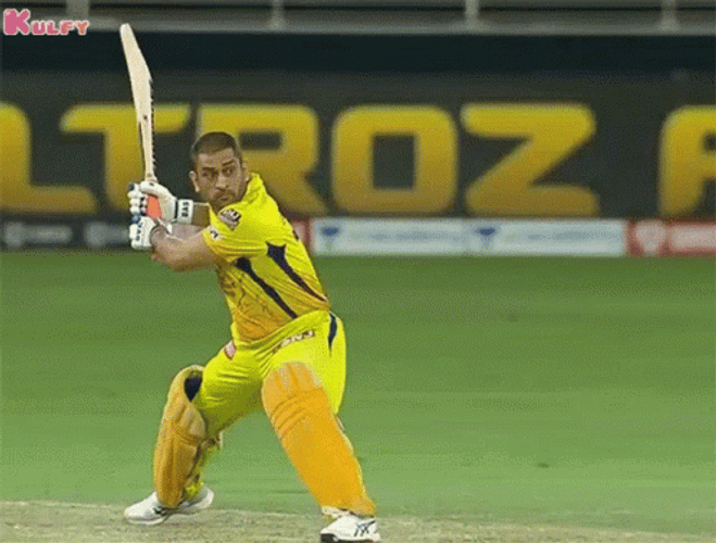 MS Dhoni Cricket Bend Hit GIF