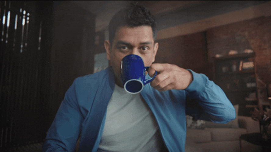 MS Dhoni Poker Drinking Pointing GIF