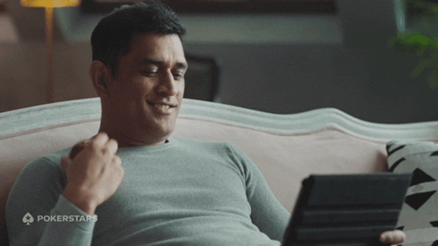 MS Dhoni Poker Scratching GIF