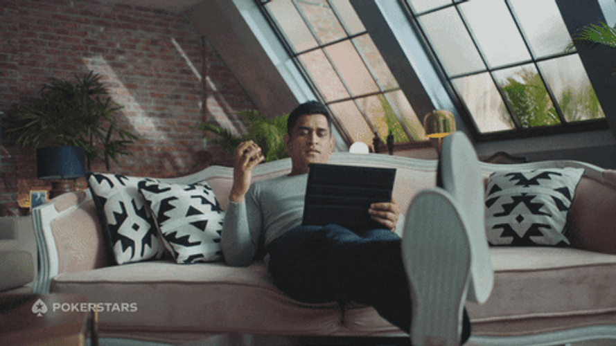 MS Dhoni Poker Stand Up GIF