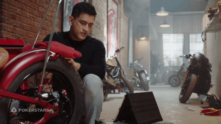 MS Dhoni Poker Tire What GIF
