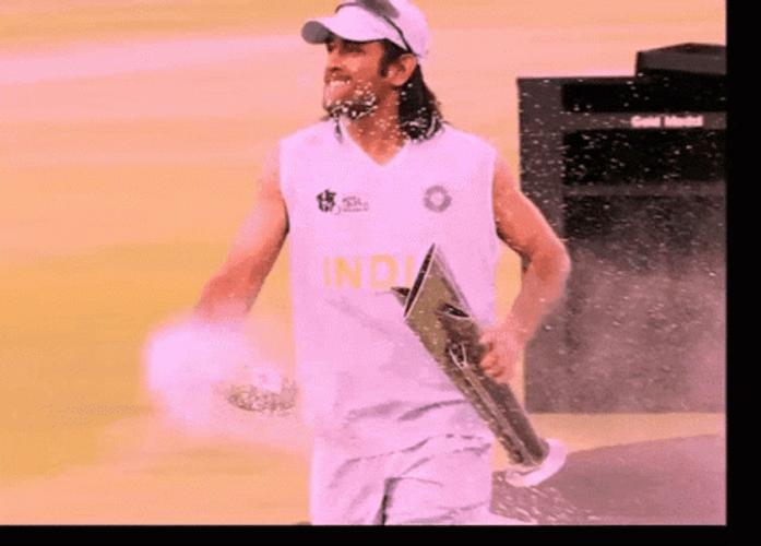 MS Dhoni Trophy GIF