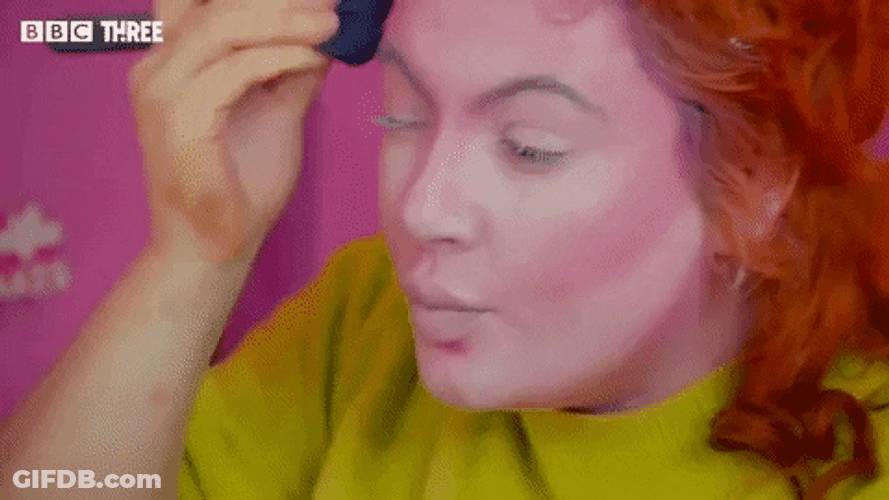 Mua Applies Pink Foundation On Face GIF