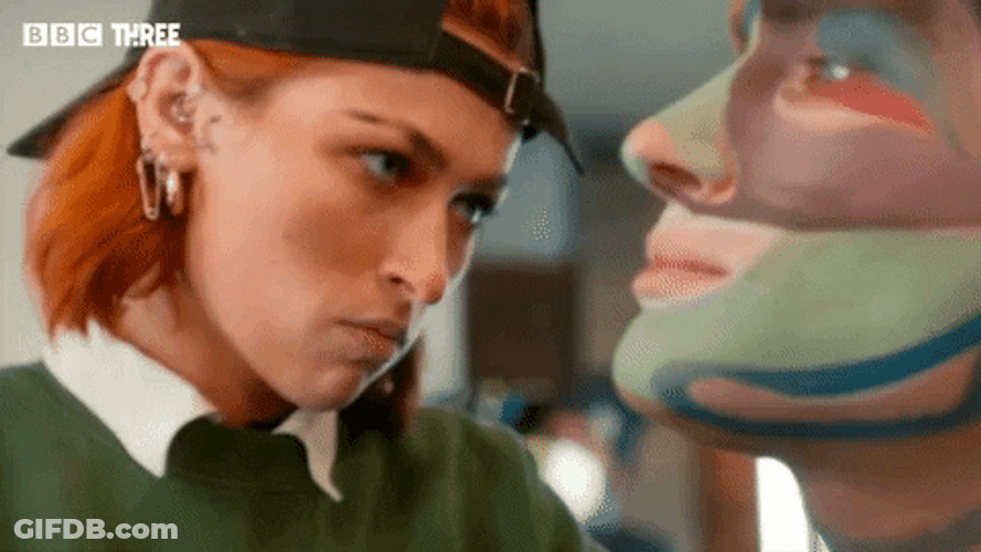 Mua Serious Puts Make Up On Model GIF