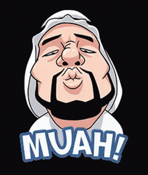Muah Cartoon Arab Guy Giving Kisses GIF