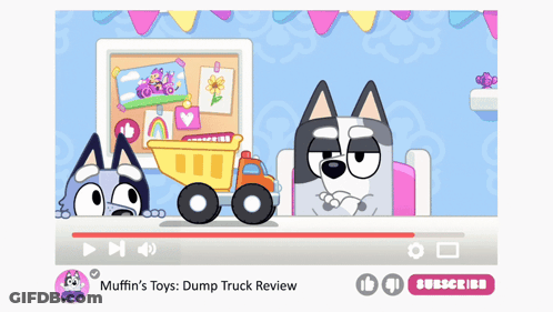 Muffin 'S Toys Dump Truck Review Is Shown On A Youtube Channel GIF