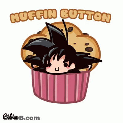 Muffin With Cartoon Character Saying Muffin Button GIF