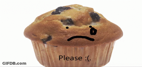 Muffin With Face Saying Please GIF