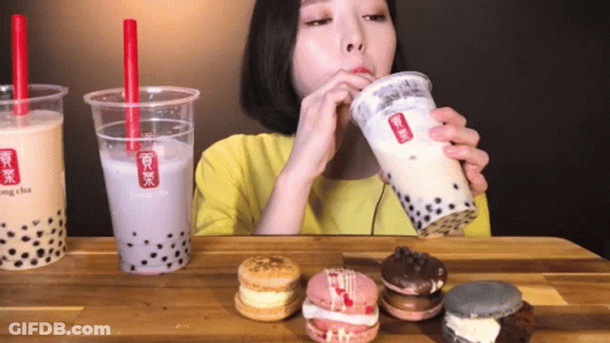 Mukbang Food Boba Tea GIF