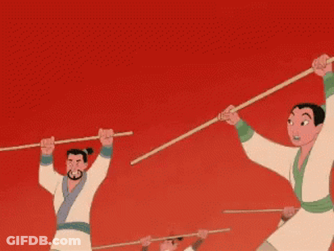 Mulan Kick Stick Training GIF