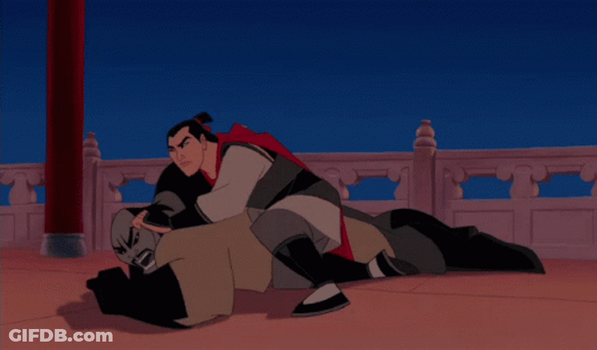 Mulan Shan Yu Headbutting Li Shan GIF