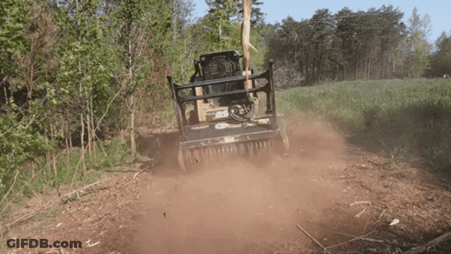Mulcher Moving Forward While Creating Mulch GIF