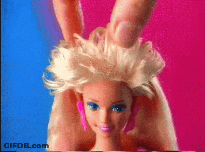 Mullet Haired Barbie Doll GIF