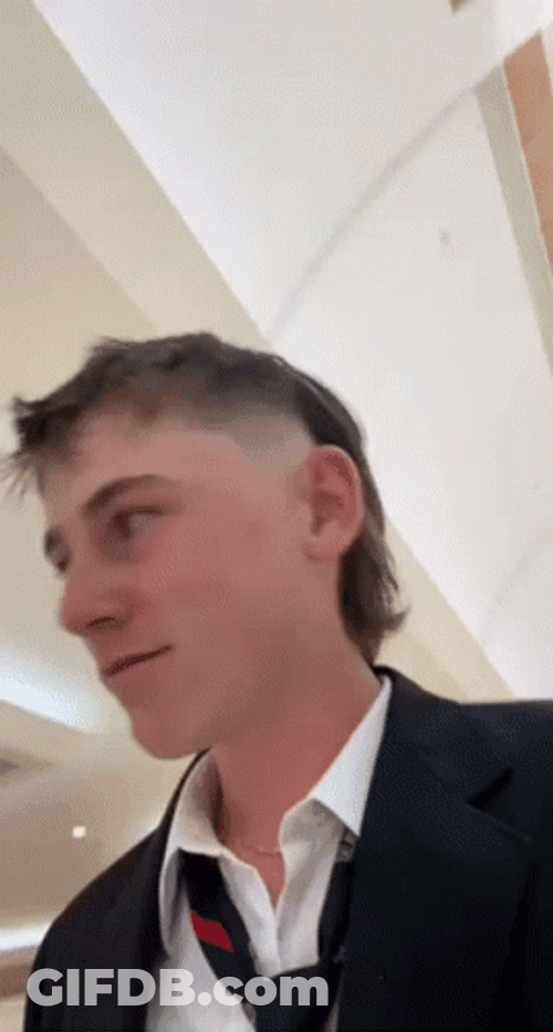 Mullet Haired Boy In Mall GIF
