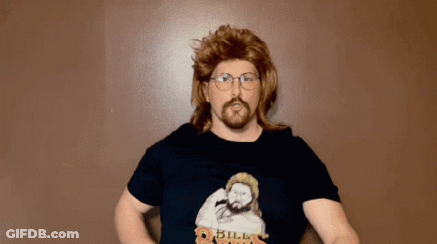 Mullet Haired Man With Glasses Shoot Yeah GIF