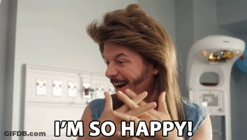 Mullet Man With Mustache Says I'm So Happy GIF