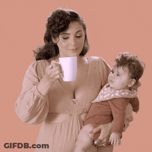Mummy Drinking Coffee GIF