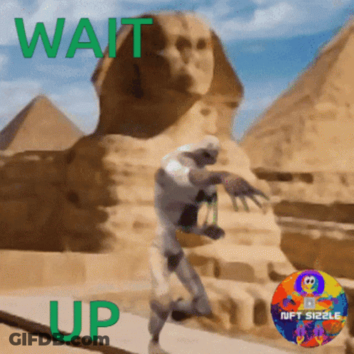 Mummy In Front Of Pyramid Wait Up GIF